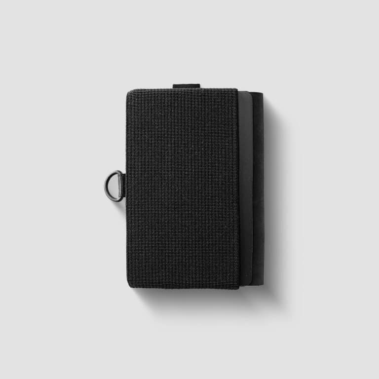 Slim leather wallet with RFID-blocking technology.