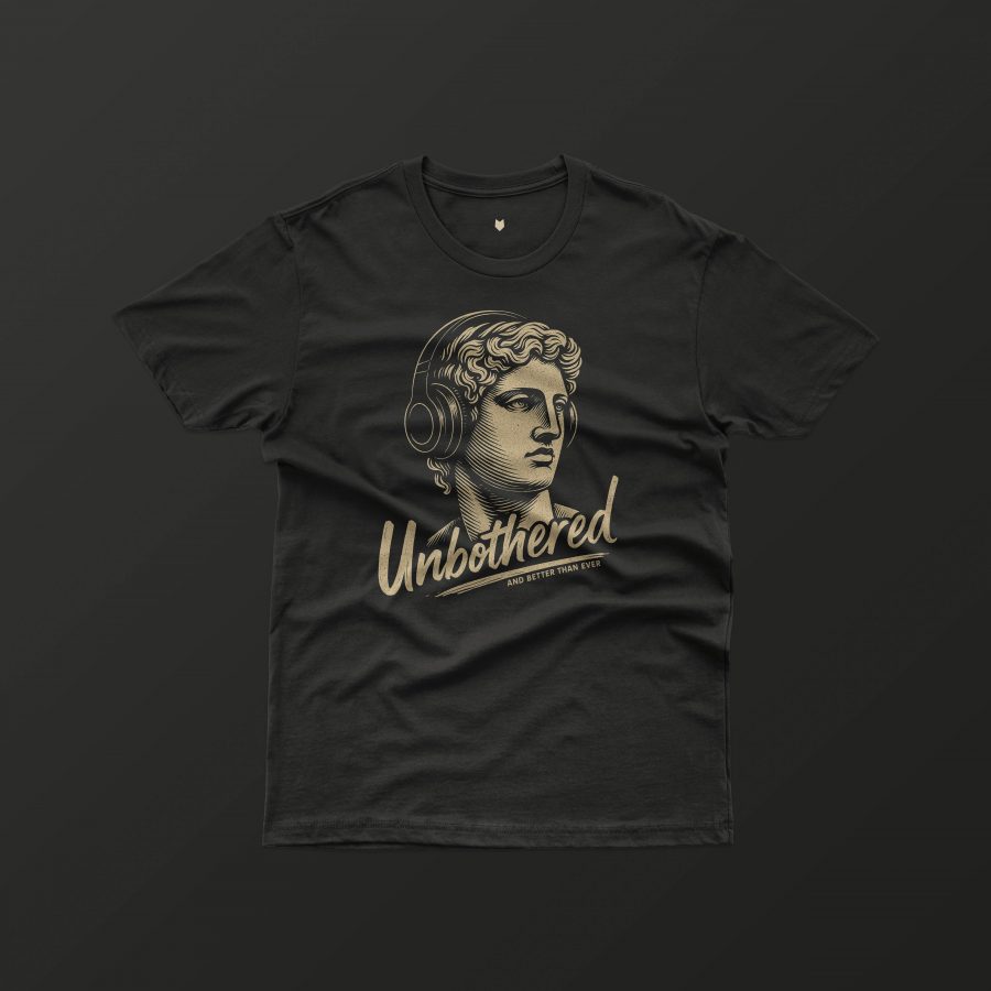 UNBOTHERED – Drop #004 Stone-Cut Calm in Black Organic Cotton.