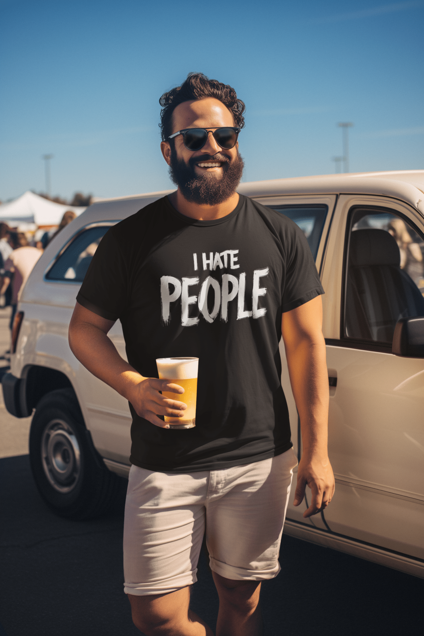 crewneck tee mockup of a bearded man with sunglasses holding a drink at a tailgate party m37583 scaled - FOCX