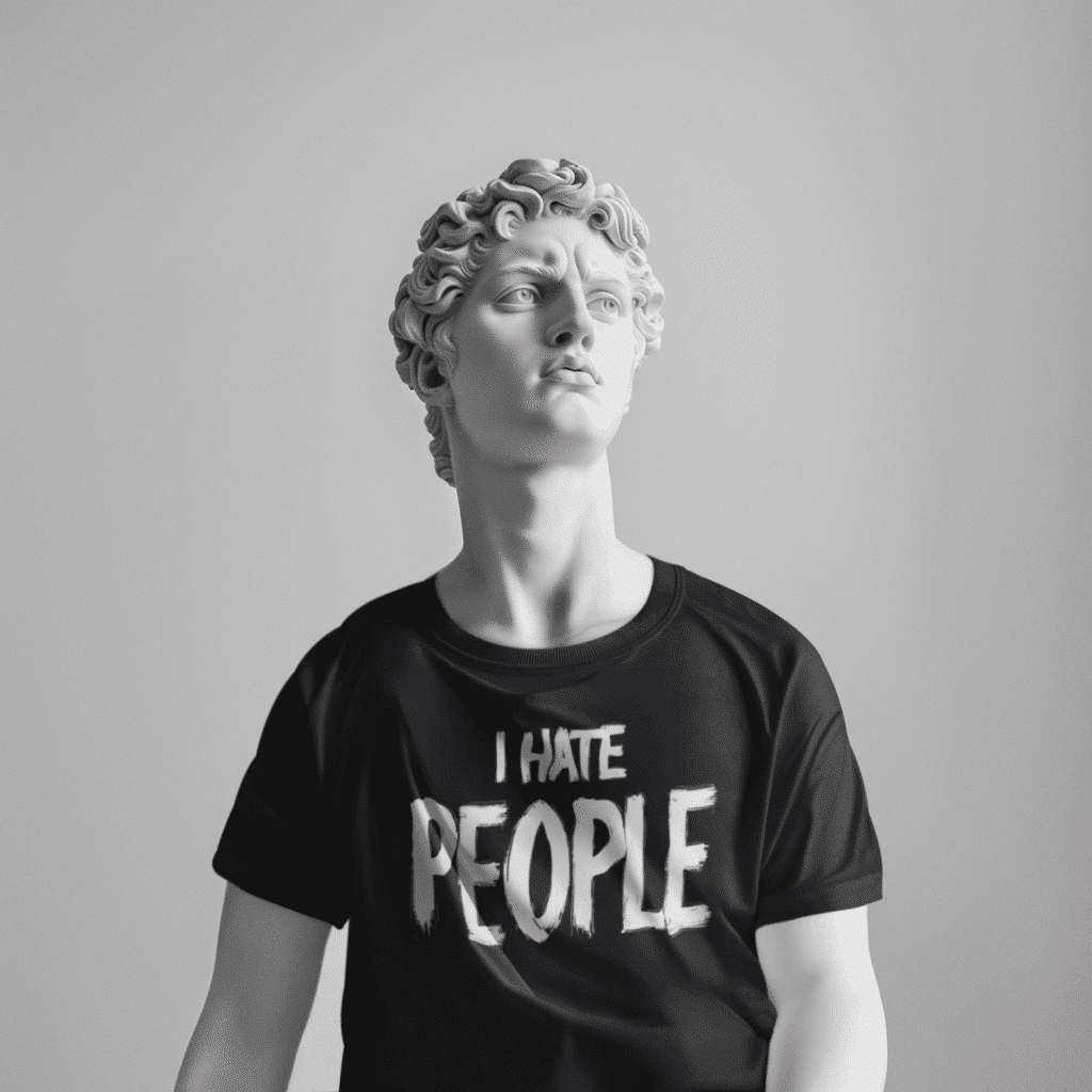 mockup featuring a marble statue wearing a rounded neck t shirt m38367 3 - FOCX