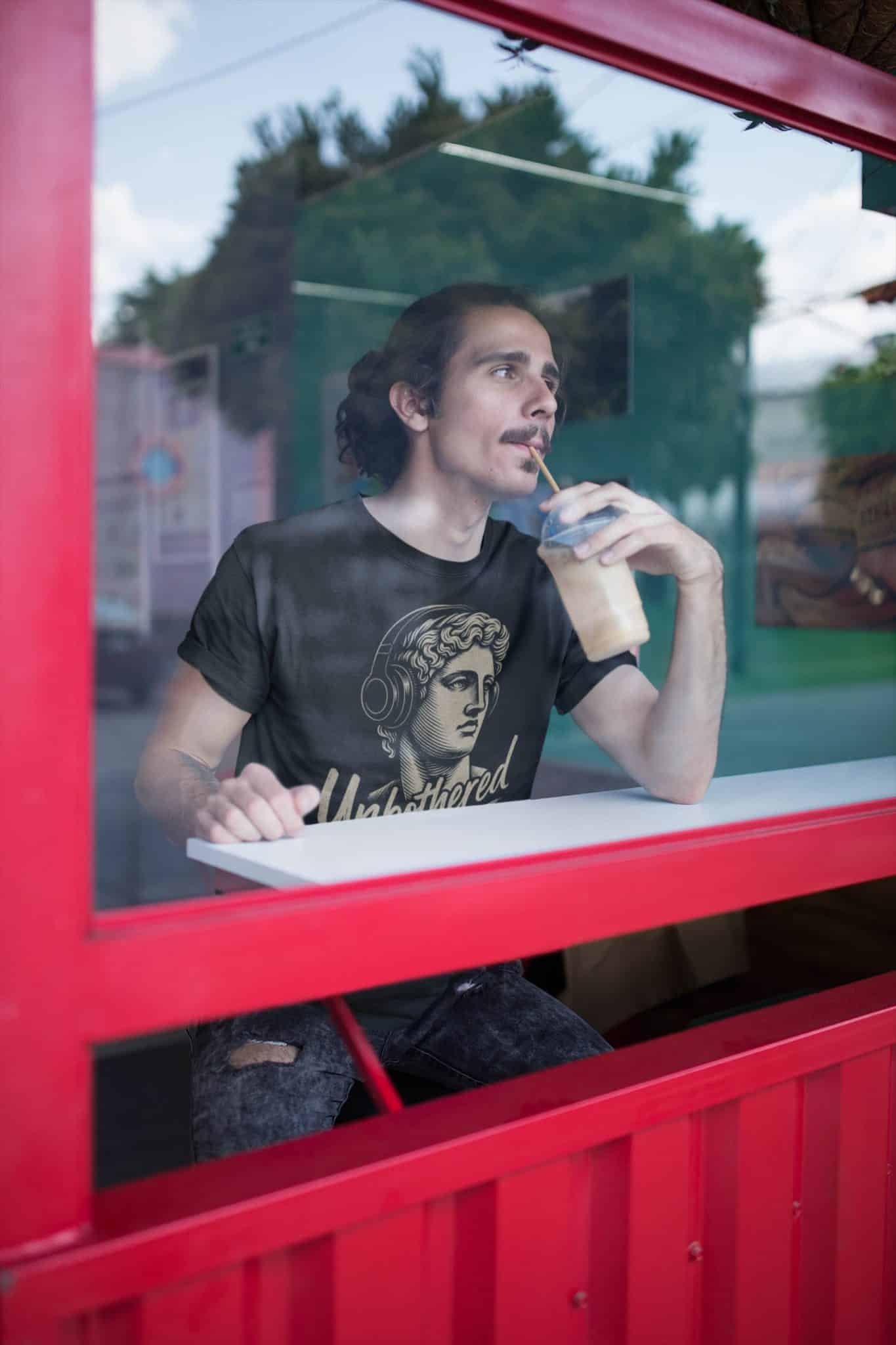 tee mockup of a man drinking iced coffee 20146 1 Kopie scaled - FOCX