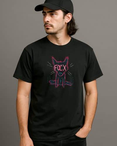 a man in a black shirt