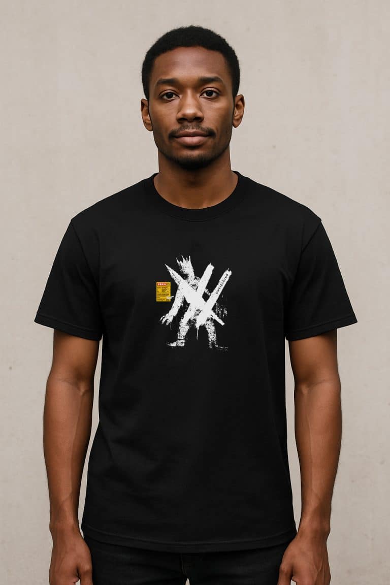 a man in a black shirt