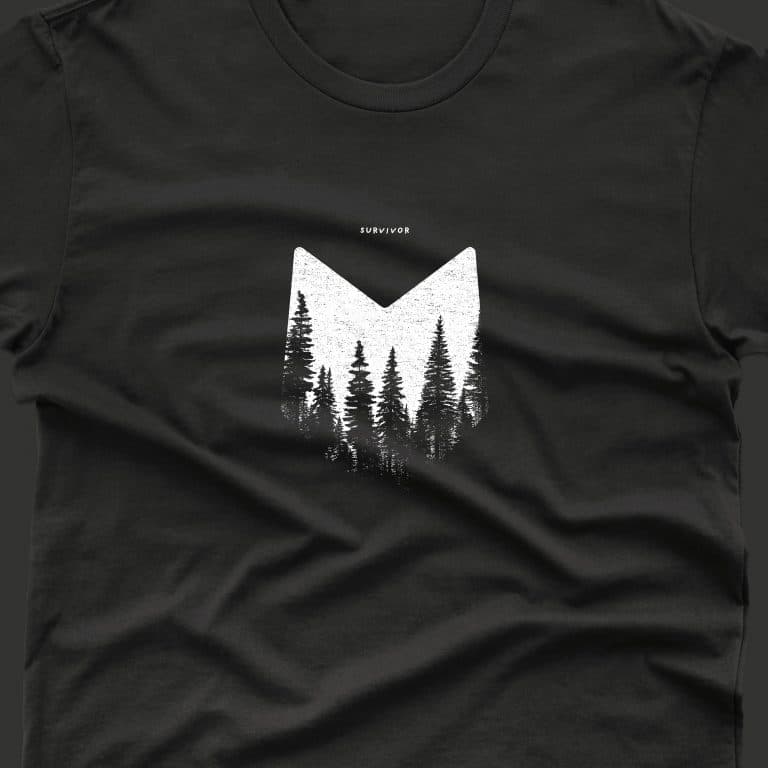 a black shirt with a white logo on it