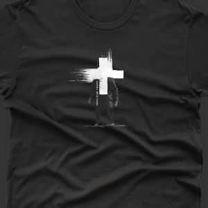 a black shirt with a white cross on it